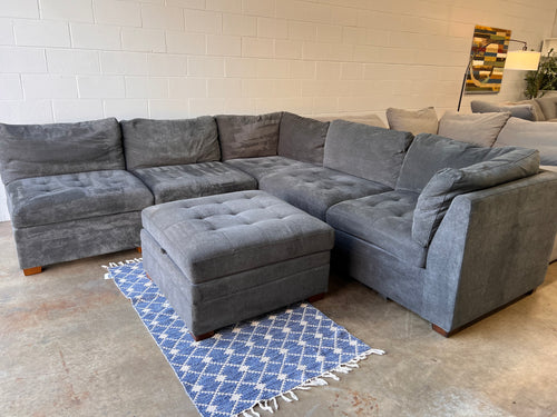 Thomasville Tisdale Modular Sectional 6-piece Dark Gray with Storage Ottoman